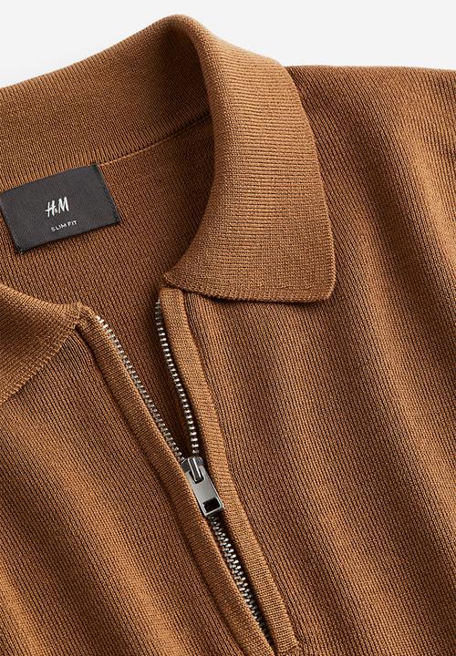 H&M - Slim fit zip-top polo shirt - brown