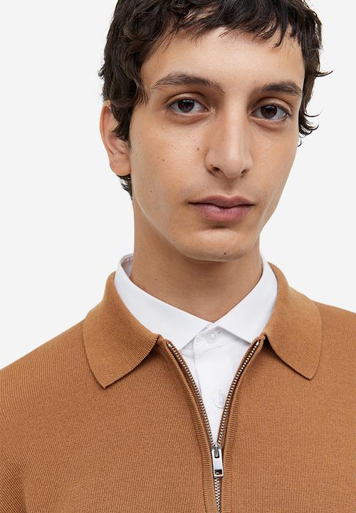 H&M - Slim fit zip-top polo shirt - brown