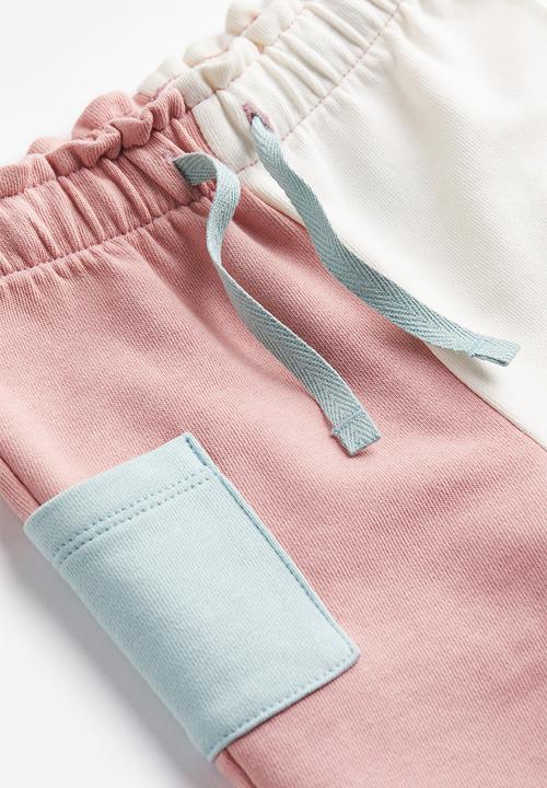 H&M - Cotton joggers - pink & white