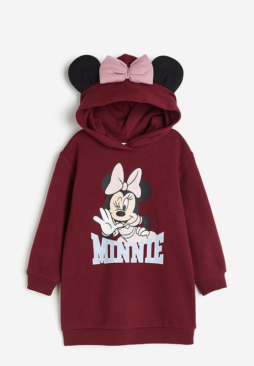 Hooded sweatshirt dress - red - 1172437003