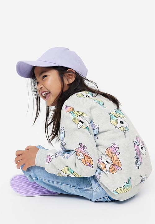 H&M - Printed sweatshirt - Light grey marl Unicorns