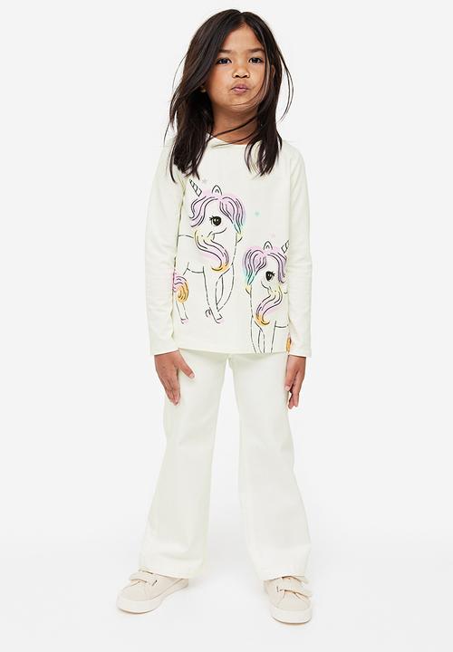 H&M - Printed jersey top - White Unicorns