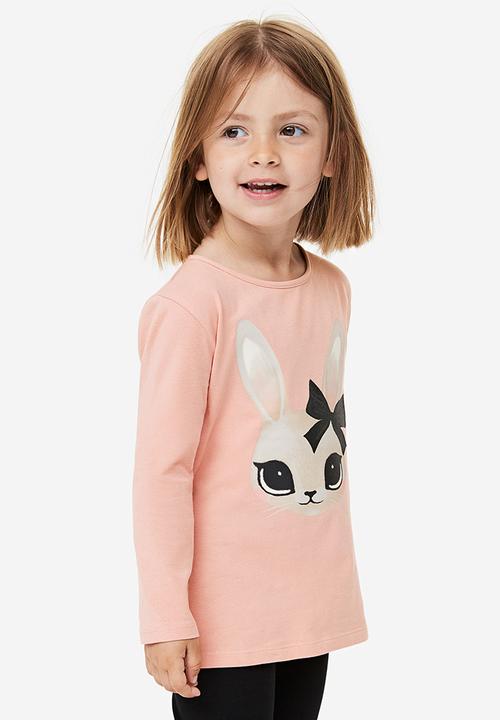 H&M - Printed jersey top - Pink Rabbit