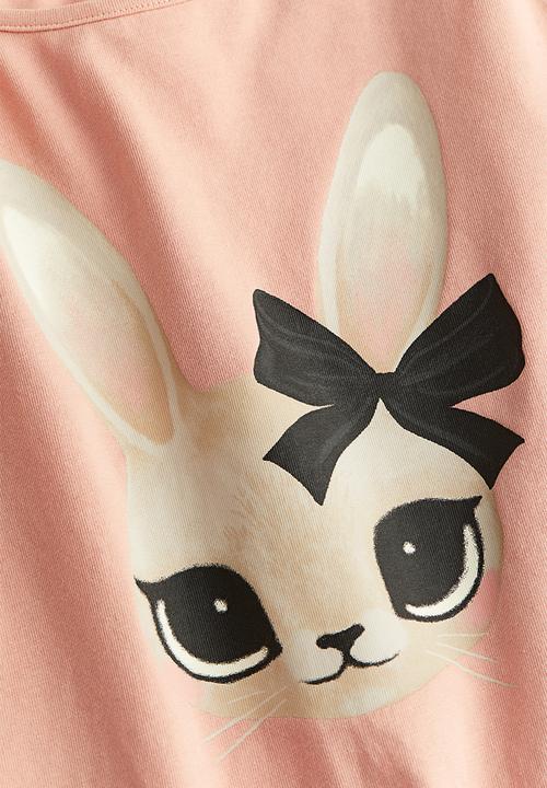 H&M - Printed jersey top - Pink Rabbit