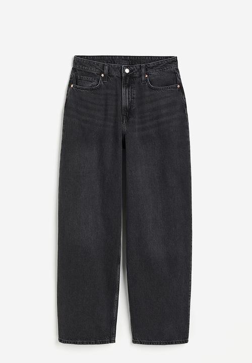 H&M - Curvy fit baggy high jeans - black