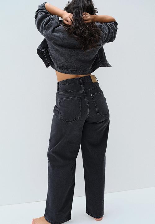 H&M - Curvy fit baggy high jeans - black