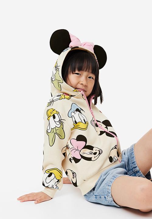 H&M - Printed zip-through hoodie - Light beige Minnie Mouse
