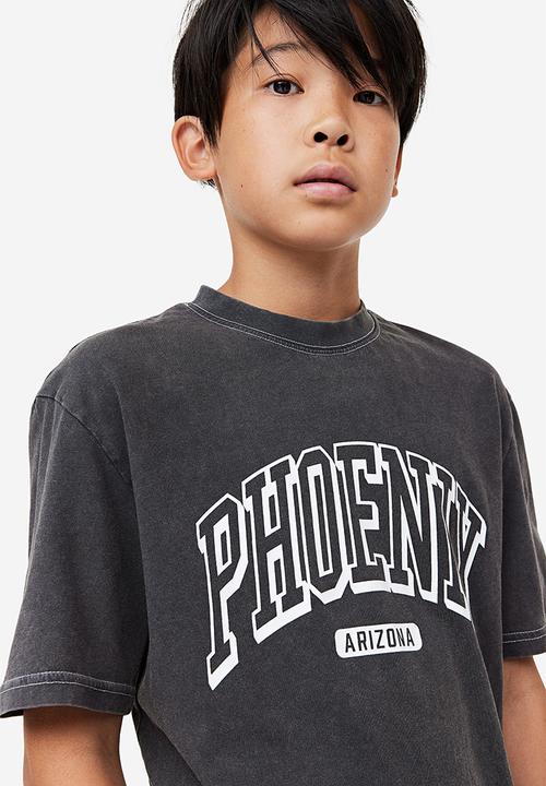 H&M - Printed jersey T-shirt - Dark grey Phoenix