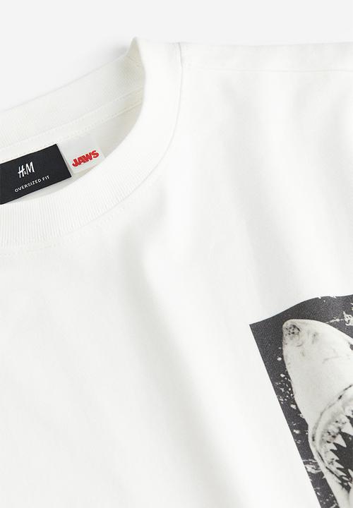 H&M - Oversized fit T-shirt - white jaws