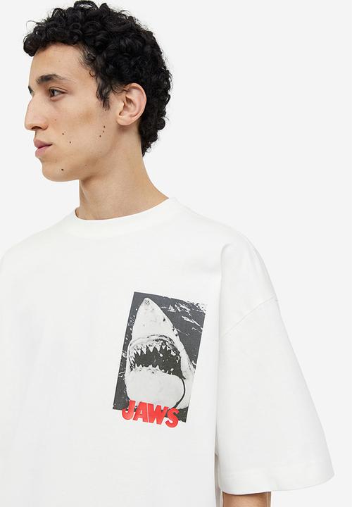H&M - Oversized fit T-shirt - white jaws