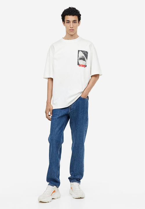 H&M - Oversized fit T-shirt - white jaws