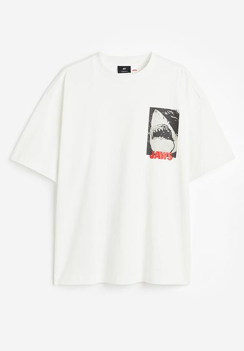 H&M - Oversized fit T-shirt - white jaws