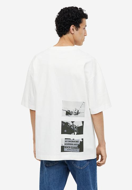 H&M - Oversized fit T-shirt - white jaws