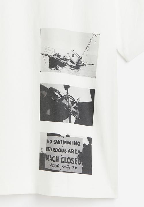 H&M - Oversized fit T-shirt - white jaws