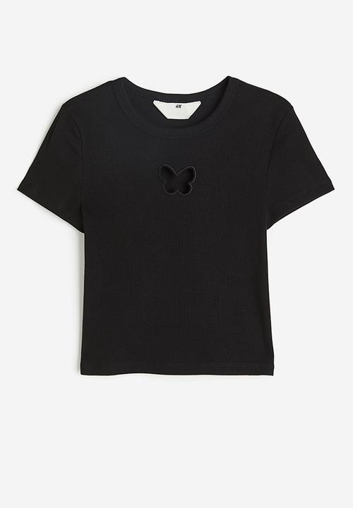 H&M - Ribbed T-shirt - black