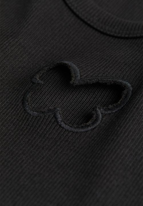 H&M - Ribbed T-shirt - black