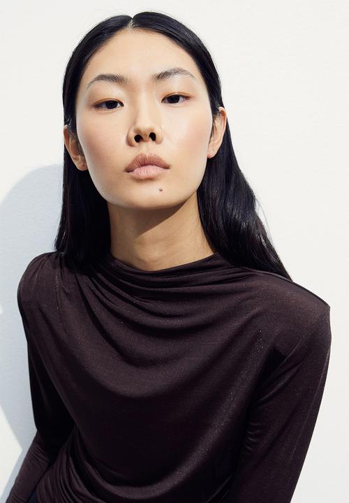 H&M - Draped turtleneck top - brown