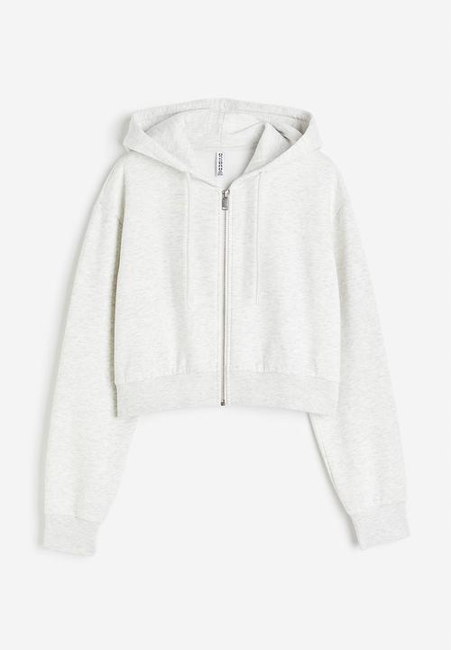 H&M - Cropped zip-through hoodie - grey