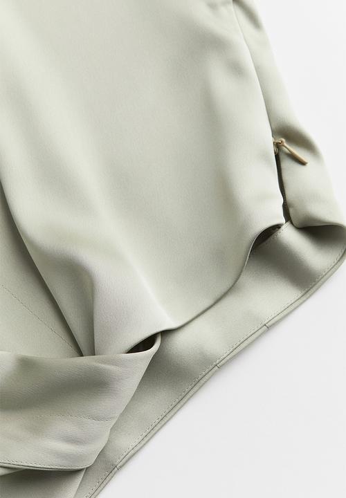H&M - Cropped satin blouse - green