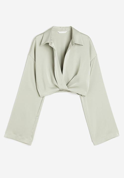 H&M - Cropped satin blouse - green