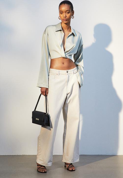 H&M - Cropped satin blouse - green
