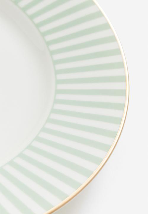 H&M - Porcelain dinner plate - green striped 