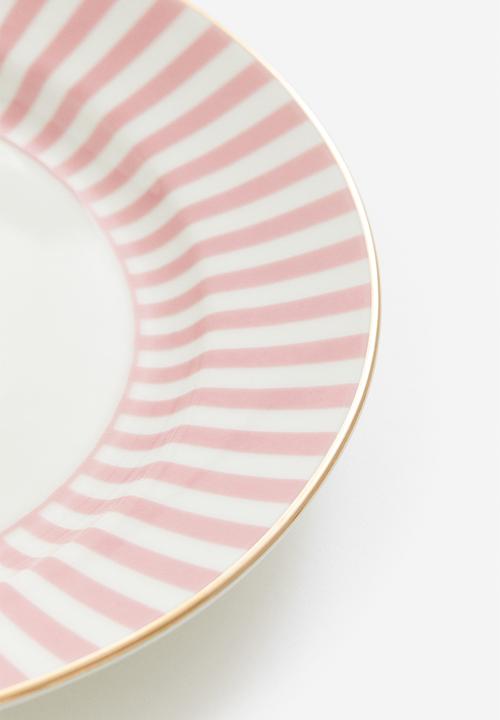 H&M - Porcelain medium plate - pink striped