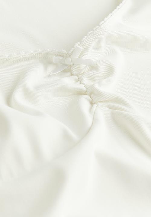 H&M - Flared-skirt ribbed dress - white