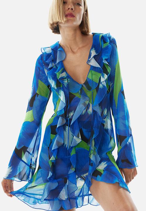 H&M - Flounced chiffon dress - blue