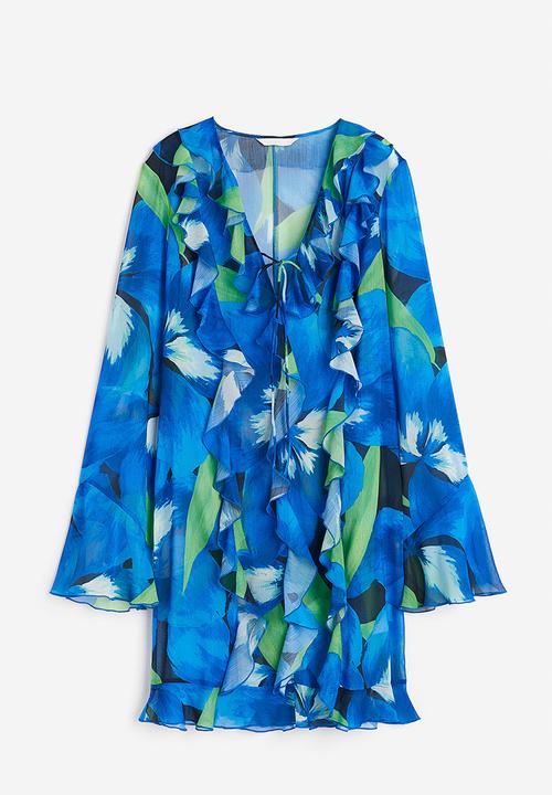 H&M - Flounced chiffon dress - blue