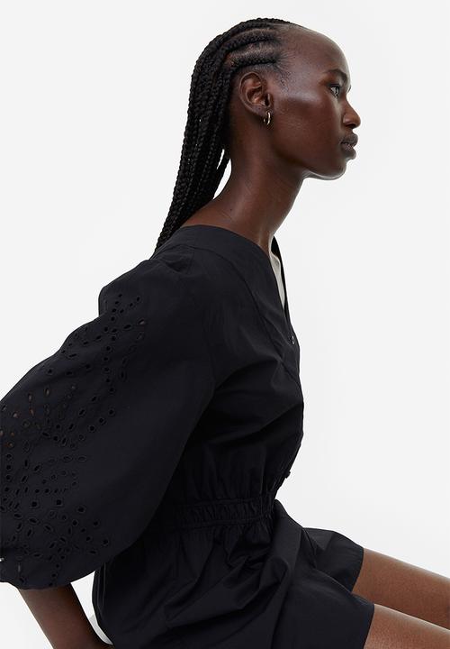 H&M - Broderie anglaise playsuit - black