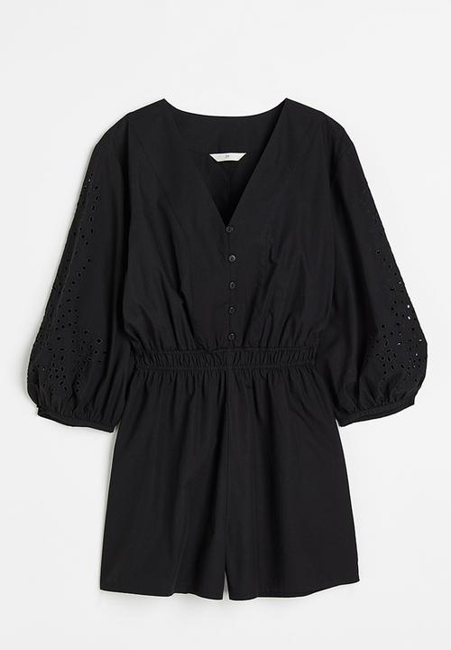 H&M - Broderie anglaise playsuit - black