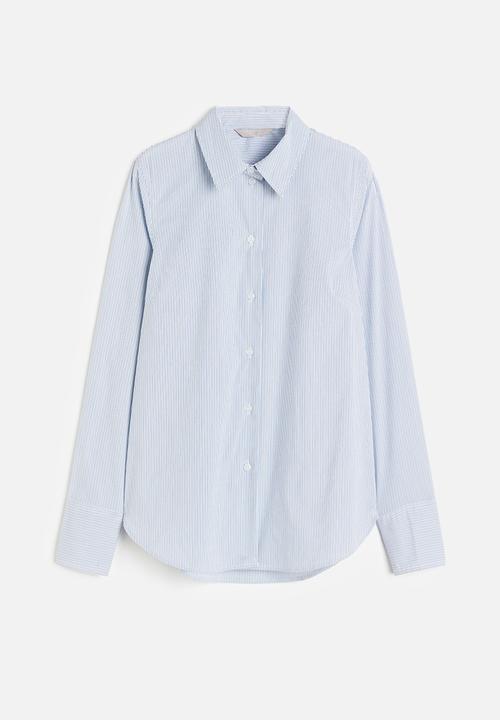 H&M - Cotton-blend shirt - White Blue striped