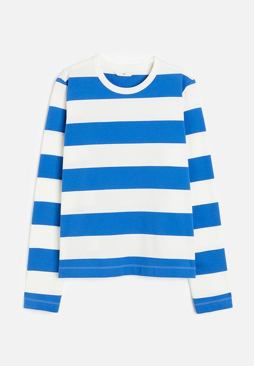 H&M - Cotton jersey top - Blue White striped