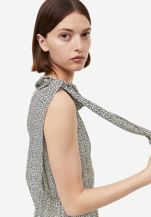 H&M - Bow-detail maxi dress - cream spotted