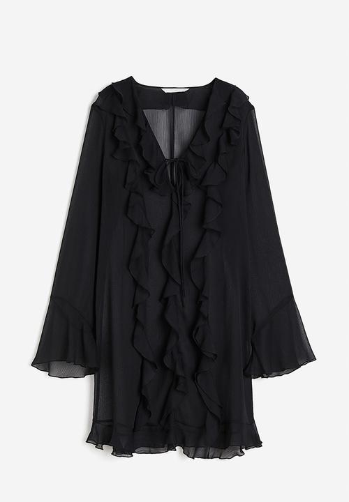 H&M - Flounced chiffon dress - black