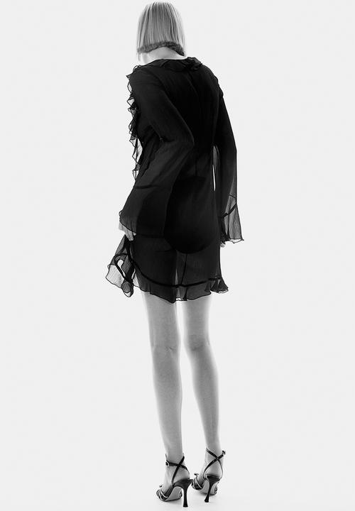 H&M - Flounced chiffon dress - black