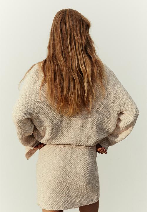 H&M - Glittery textured-knit skirt - beige