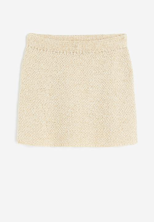 H&M - Glittery textured-knit skirt - beige