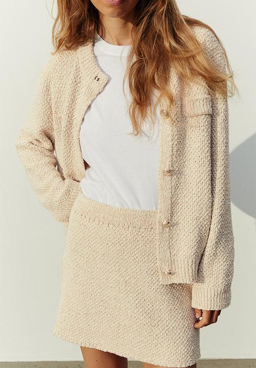H&M - Glittery textured-knit skirt - beige