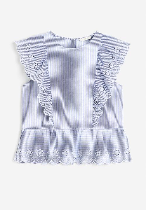 H&M - Frill-trimmed cotton blouse - blue