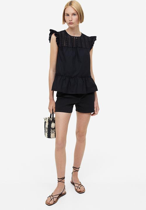 H&M - Flutter-sleeved top - black