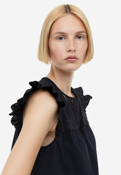 H&M - Flutter-sleeved top - black