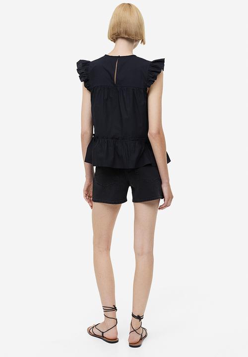 H&M - Flutter-sleeved top - black