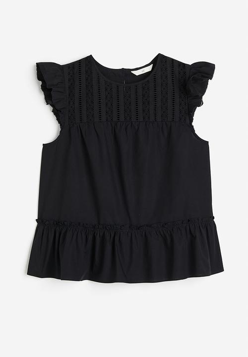 H&M - Flutter-sleeved top - black