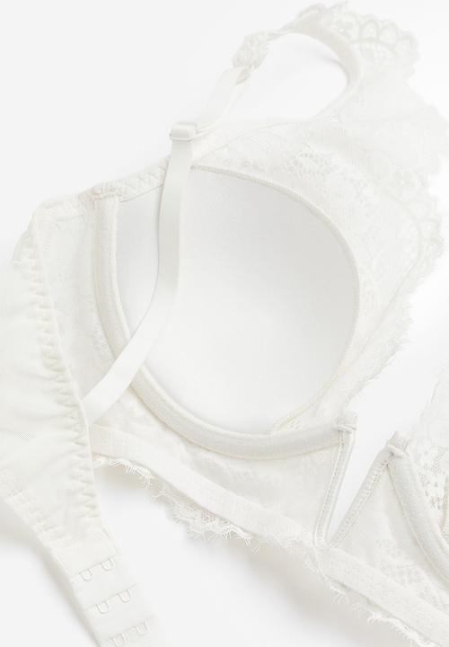 H&M - Padded underwired lace bra - white
