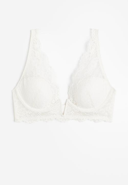 H&M - Padded underwired lace bra - white