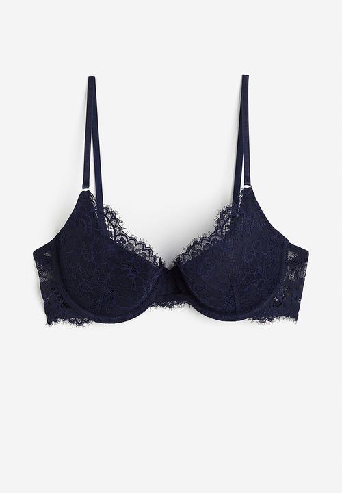 H&M - Padded underwired lace bra - blue