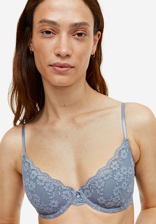 H&M - Padded underwired lace bra - blue