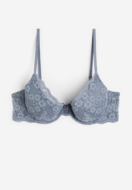 H&M - Padded underwired lace bra - blue